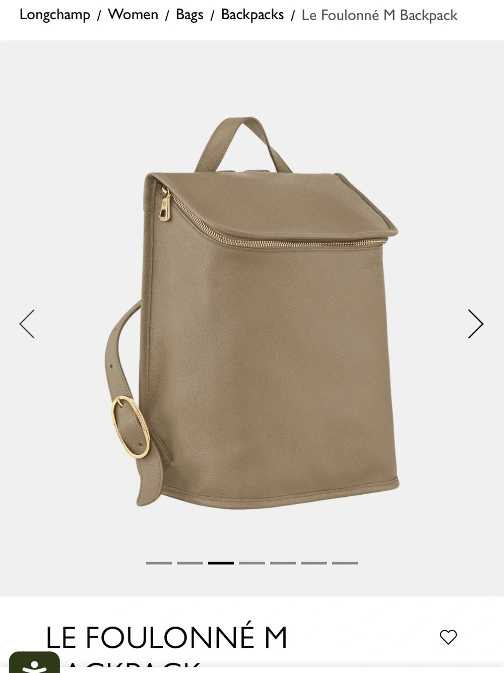 Longchamp Olive Green Pebbled Leather Backpack